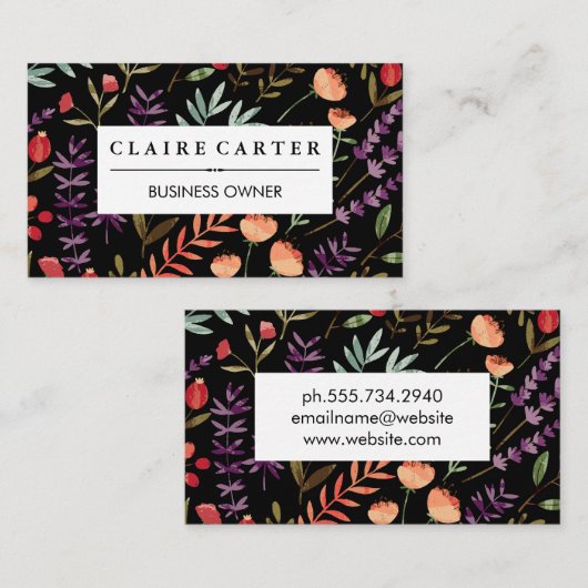 花葉花柄 名刺 (正面/裏面)