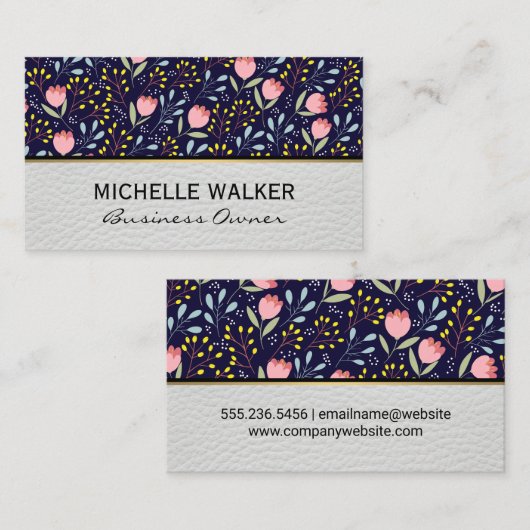 花葉花柄 名刺 (正面/裏面)