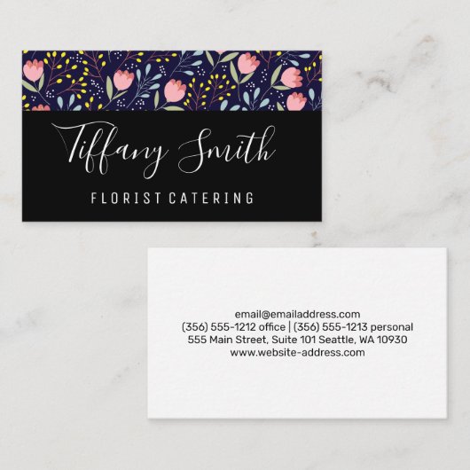 花葉花柄 名刺 (正面/裏面)