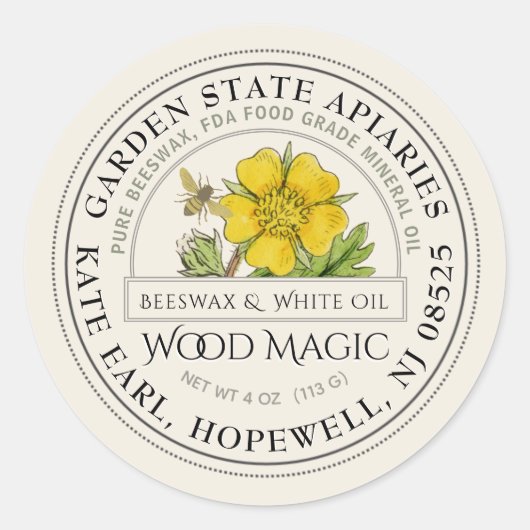 花蜂つき蜜蝋ヴィンテージバター ラウンドシール (正面)