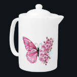 花蝶とピンク桜<br><div class="desc">白い背景にピンクのさくらんぼが咲くピンクの日本の蝶の花のアレンジメント。</div>