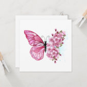 花蝶とピンク桜 カード (正面/裏面インサイチュ)