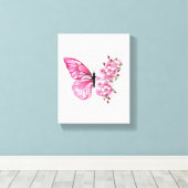 花蝶とピンク桜 キャンバスプリント (インサイチュ (ウッドフロア))