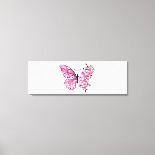 花蝶とピンク桜 キャンバスプリント (正面)