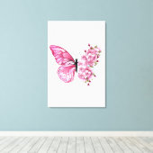 花蝶とピンク桜 キャンバスプリント (インサイチュ (ウッドフロア))