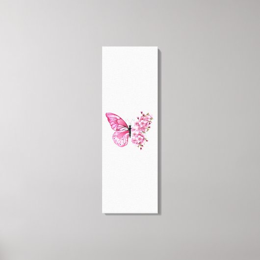花蝶とピンク桜 キャンバスプリント (正面)