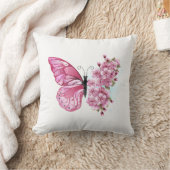 花蝶とピンク桜 クッション (ブランケット)