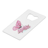 花蝶とピンク桜 クレジットカード栓抜き (正面アングル)