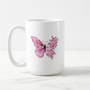 花蝶とピンク桜 コーヒーマグカップ