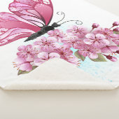 花蝶とピンク桜 シェルパブランケット (3/4)