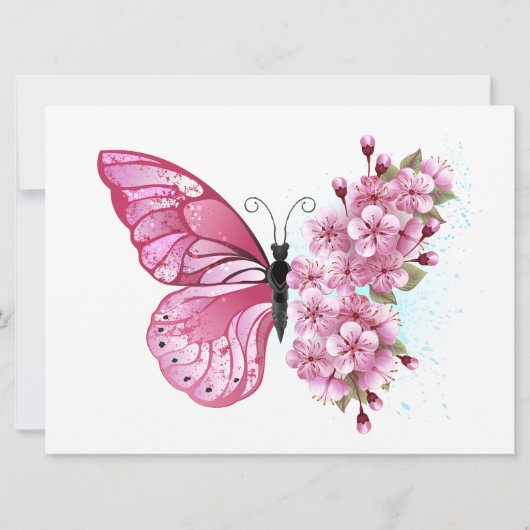 花蝶とピンク桜 シーズンカード (正面)