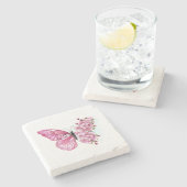 花蝶とピンク桜 ストーンコースター (横)