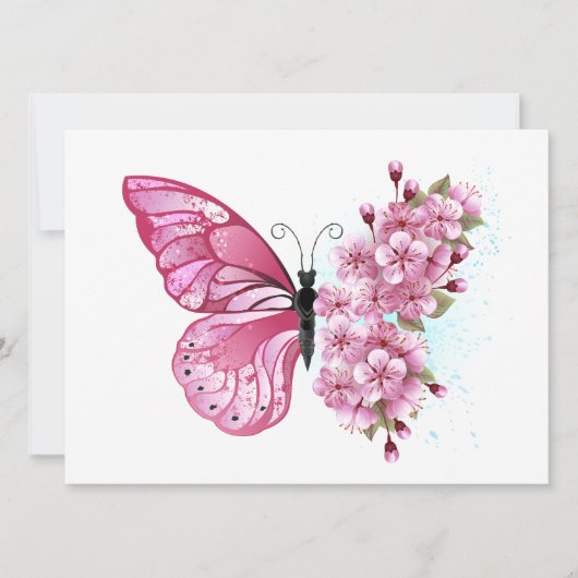 花蝶とピンク桜 セーブザデート (正面)