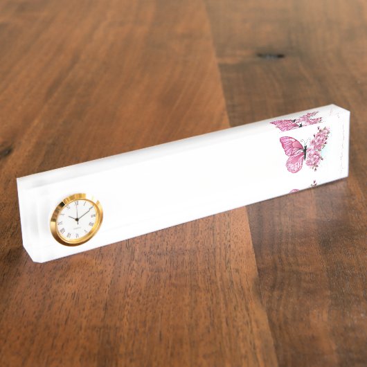 花蝶とピンク桜 デスクネームプレート (側面)