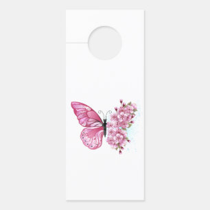 花蝶とピンク桜 ドアノブサイン
