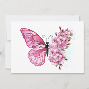 花蝶とピンク桜 ノートカード