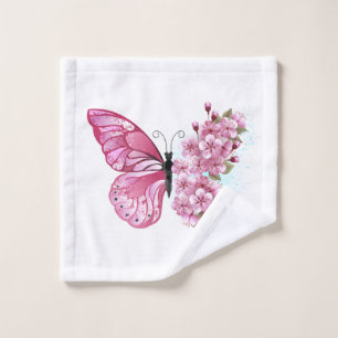花蝶とピンク桜 バスタオルセット
