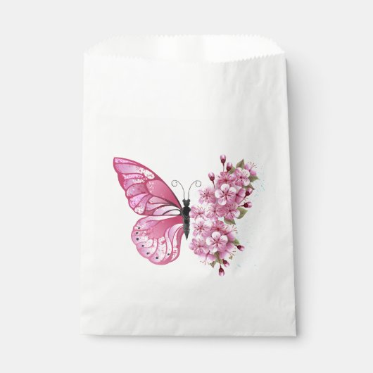 花蝶とピンク桜 フェイバーバッグ (正面)