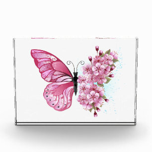 花蝶とピンク桜 フォトブロック