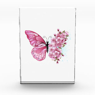 花蝶とピンク桜 フォトブロック