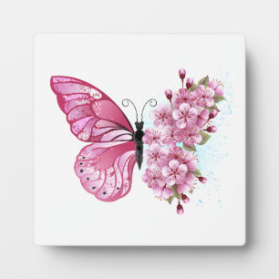花蝶とピンク桜 フォトプラーク