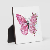 花蝶とピンク桜 フォトプラーク (正面)