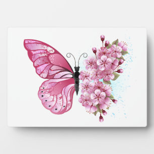 花蝶とピンク桜 フォトプラーク