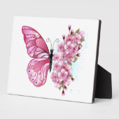 花蝶とピンク桜 フォトプラーク (側面)