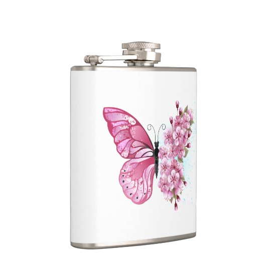 花蝶とピンク桜 フラスク (右)