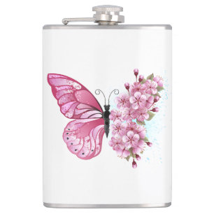 花蝶とピンク桜 フラスク