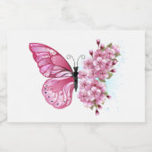 花蝶とピンク桜 フードラベル (シングルラベル)