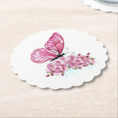 花蝶とピンク桜 ペーパーコースター (アングル)