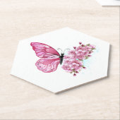 花蝶とピンク桜 ペーパーコースター (アングル)