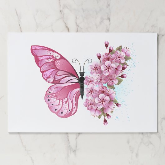 花蝶とピンク桜 ペーパーパッド (正面)
