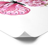 花蝶とピンク桜 ポスター (角)