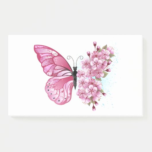 花蝶とピンク桜 ポストイット (正面)