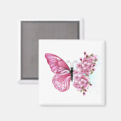 花蝶とピンク桜 マグネット (正面/裏面)