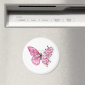 花蝶とピンク桜 マグネット (インサイチュ (食洗機))