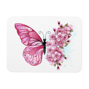 花蝶とピンク桜 マグネット