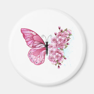 花蝶とピンク桜 マグネット