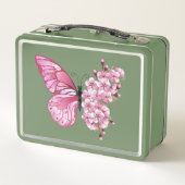 花蝶とピンク桜 メタルランチボックス (裏面)