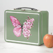花蝶とピンク桜 メタルランチボックス (インサイチュ)