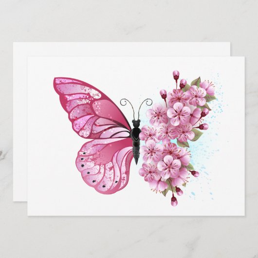 花蝶とピンク桜 メニュー (正面/裏面)