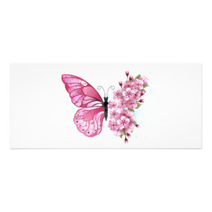 花蝶とピンク桜 ラックカード