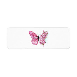 花蝶とピンク桜 ラベル