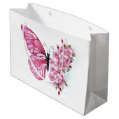 花蝶とピンク桜 ラージペーパーバッグ (裏面アングル)