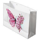 花蝶とピンク桜 ラージペーパーバッグ (正面アングル)