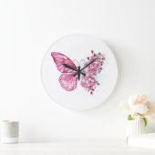 花蝶とピンク桜 ラージ壁時計 (ホーム)