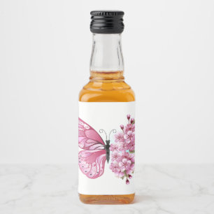 花蝶とピンク桜 リキュールボトルラベル