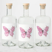 花蝶とピンク桜 リキュールボトルラベル (ボトル)